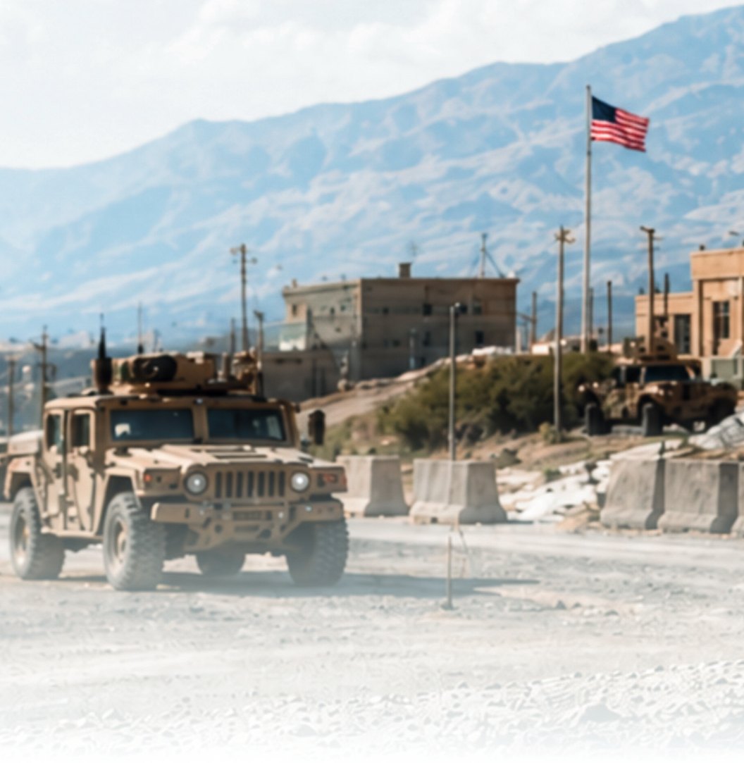 U.S. flag over a military installation
