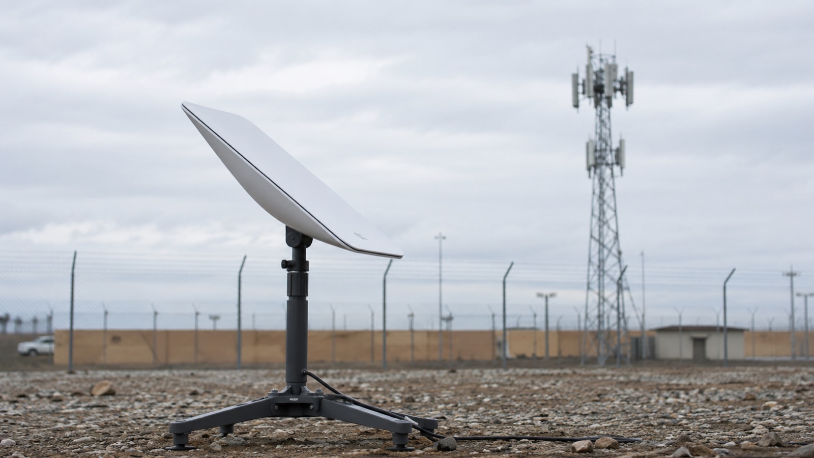 Satellite backhaul dish supporting a Sapphire PCN deployment