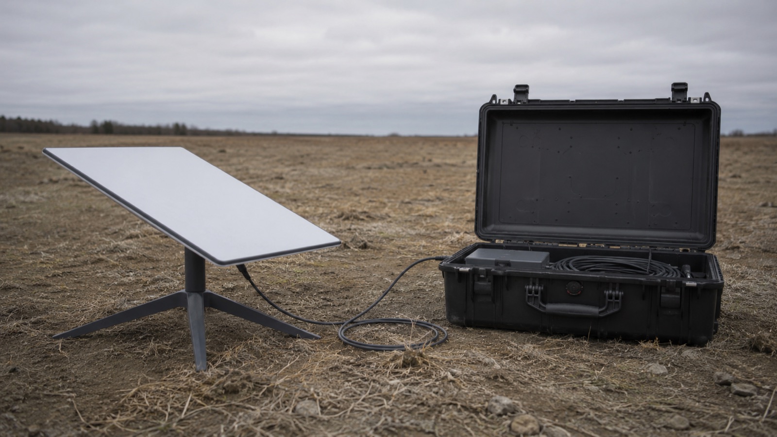 LEO satellite terminal deployed on the ground