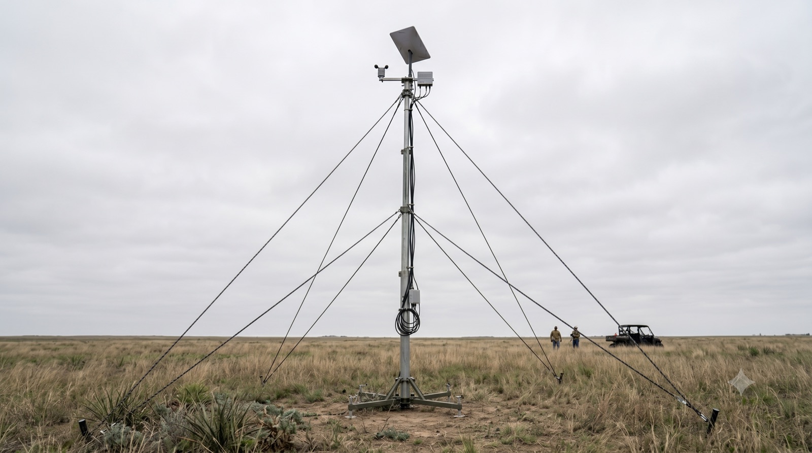 Portable mast erected in the field